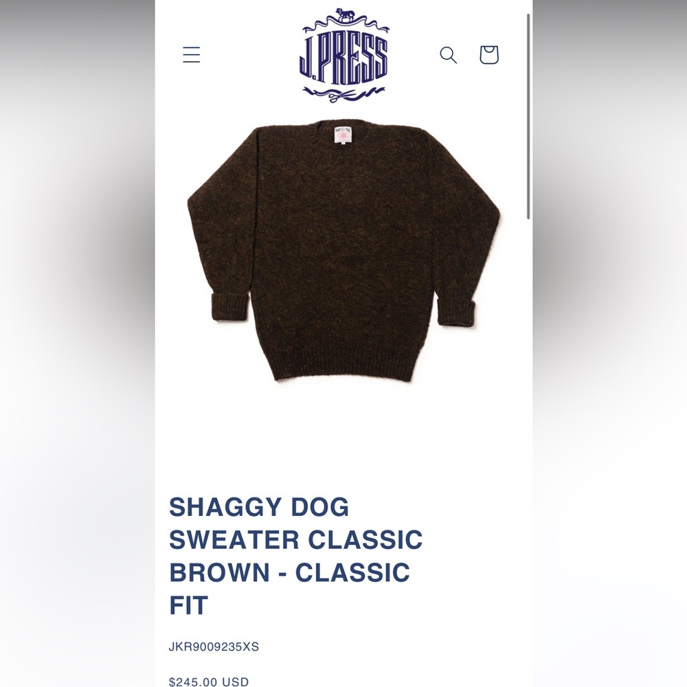 J. Press Shaggy dog wool sweater in brown